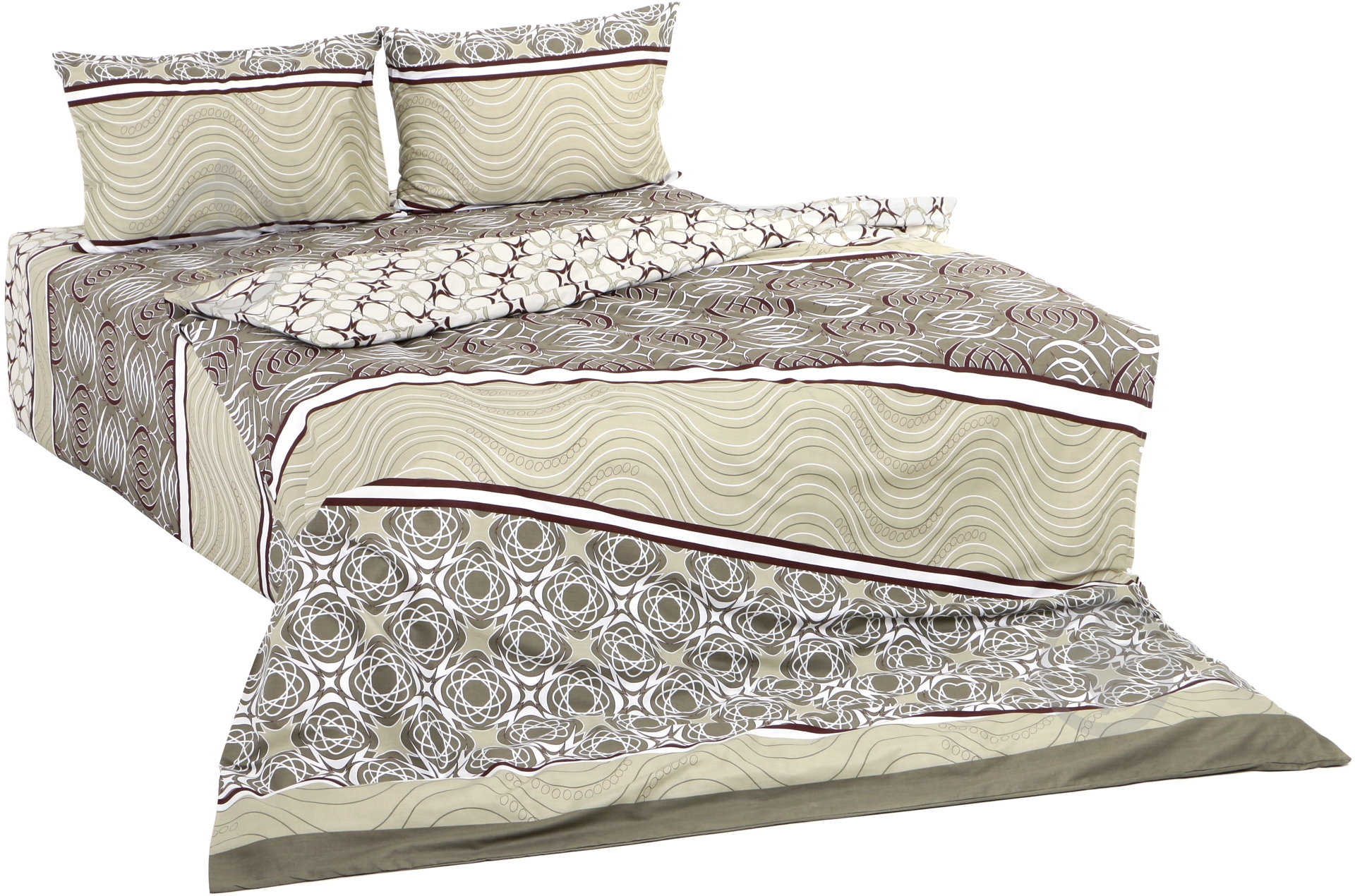 Комплект постельного белья Волна 2,0 бежевый Ibodo - фото 1 Комплект постельного белья Волна 2,0 бежевый Ibodo - фото 1