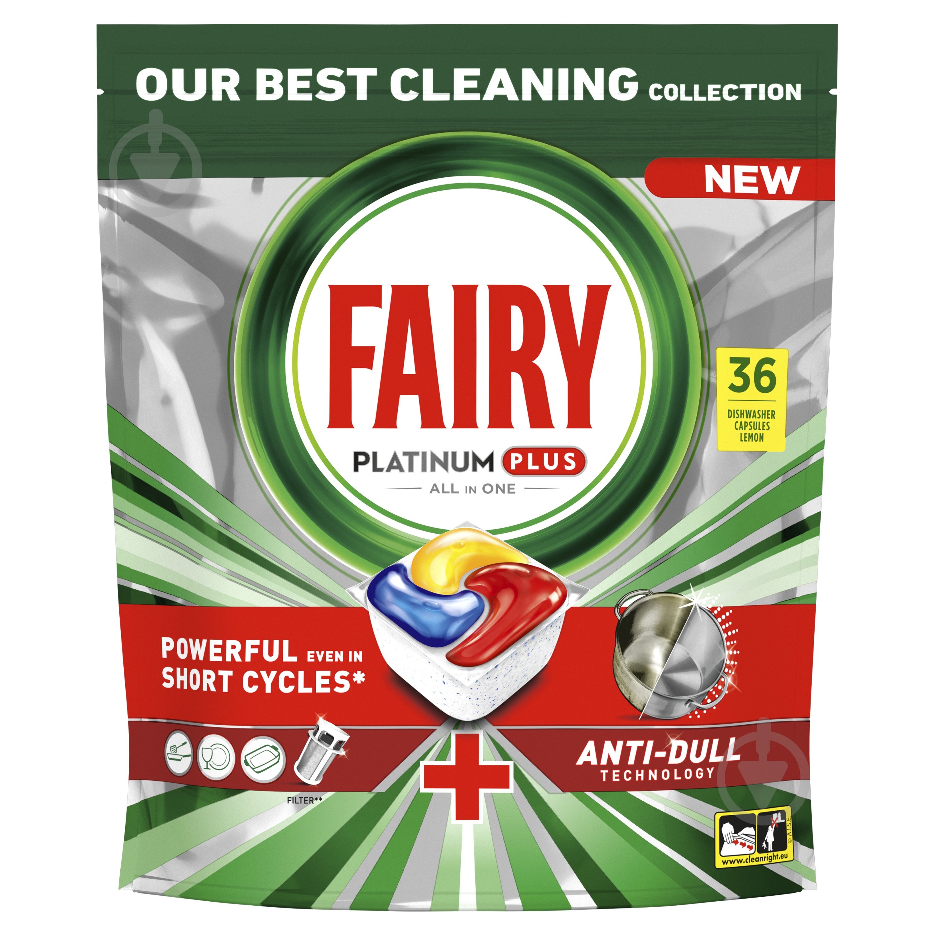 Капсули для посудомийних машин Fairy Platinum Plus Все-в-одному 36 шт. - фото 1