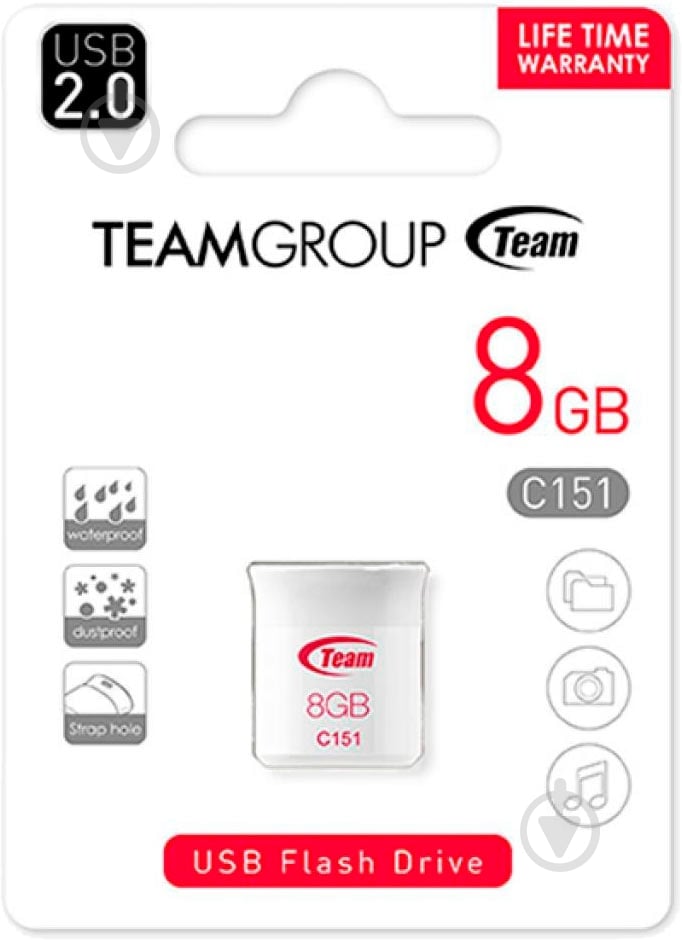 Флеш-пам'ять USB Team C151 8 ГБ USB 2.0 white (TC1518GR01) - фото 1