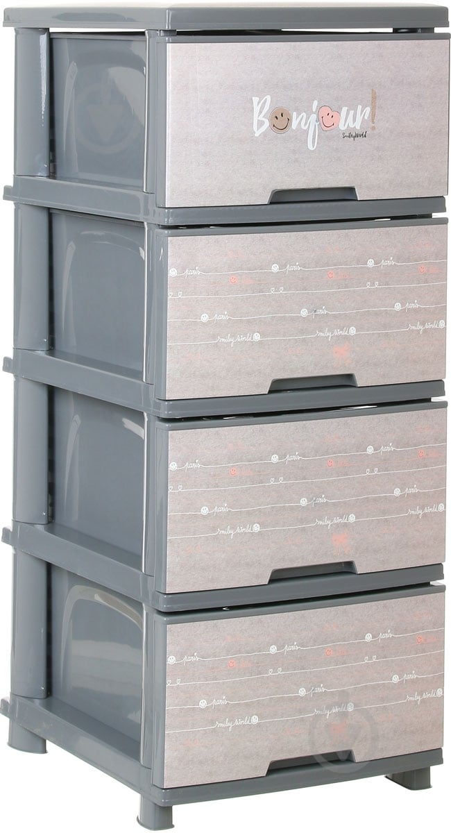 Комод Smiley на 4 ящика Paris Chic сірий 955x390x455 мм - фото 1