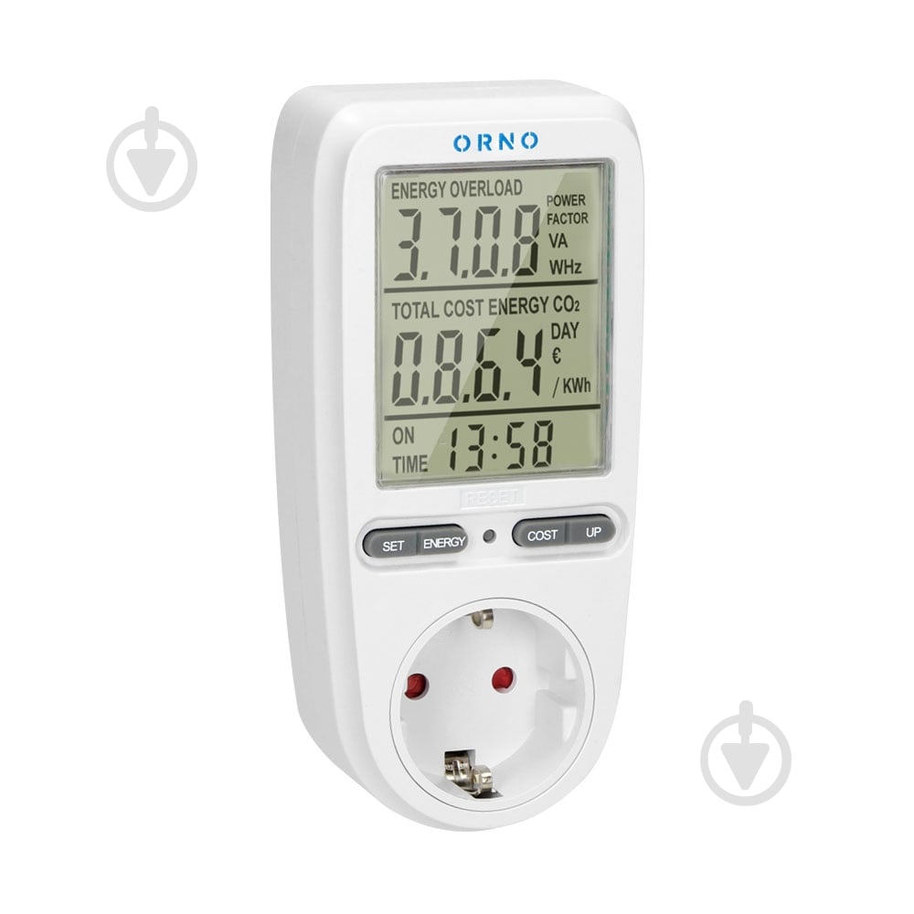 Энергометр розеточный E.NEXT 16А shuko белый OR-WAT-435(GS) - фото 1