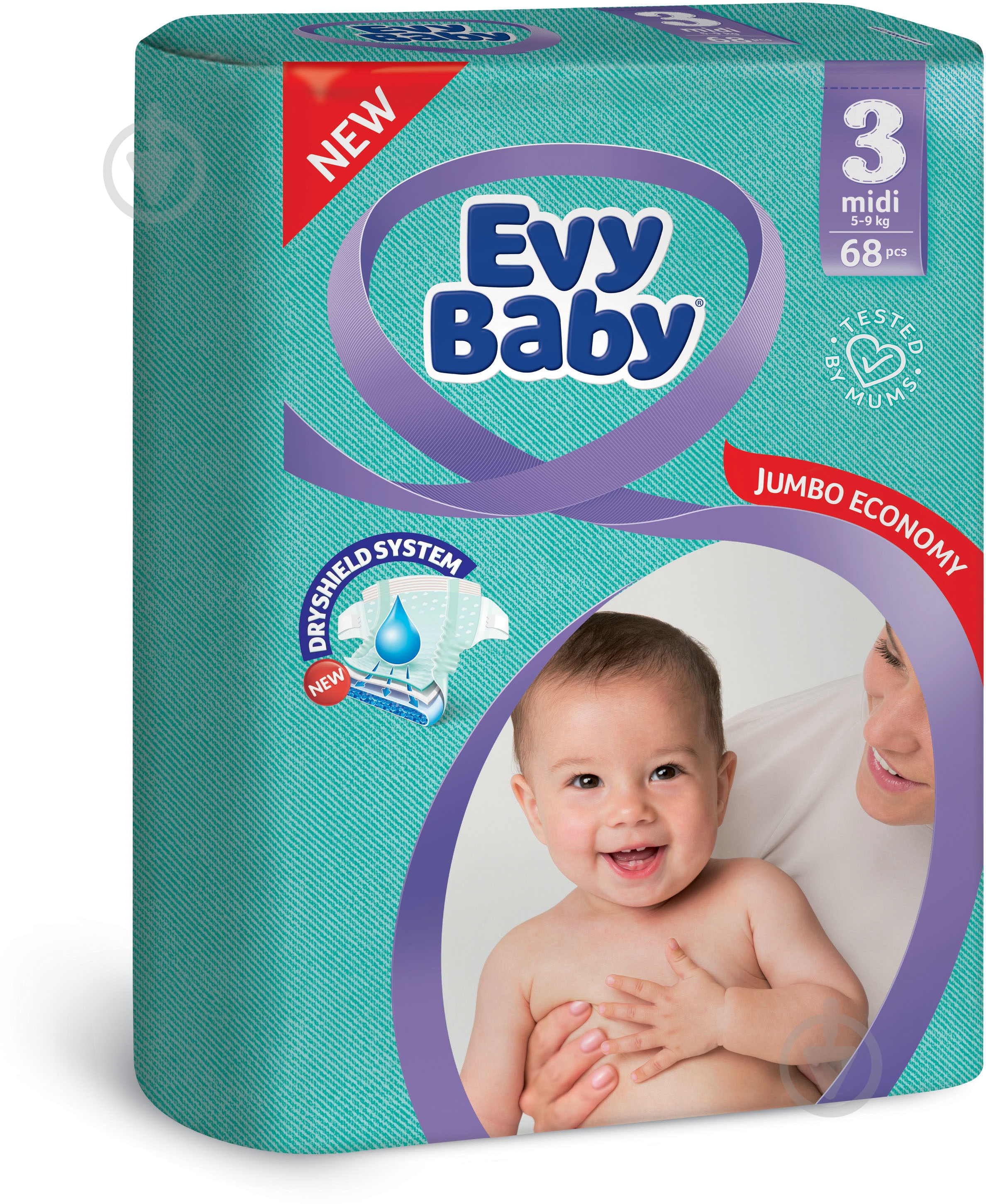Підгузки Evy Baby Midi 3 5-9 кг 68 шт. - фото 1