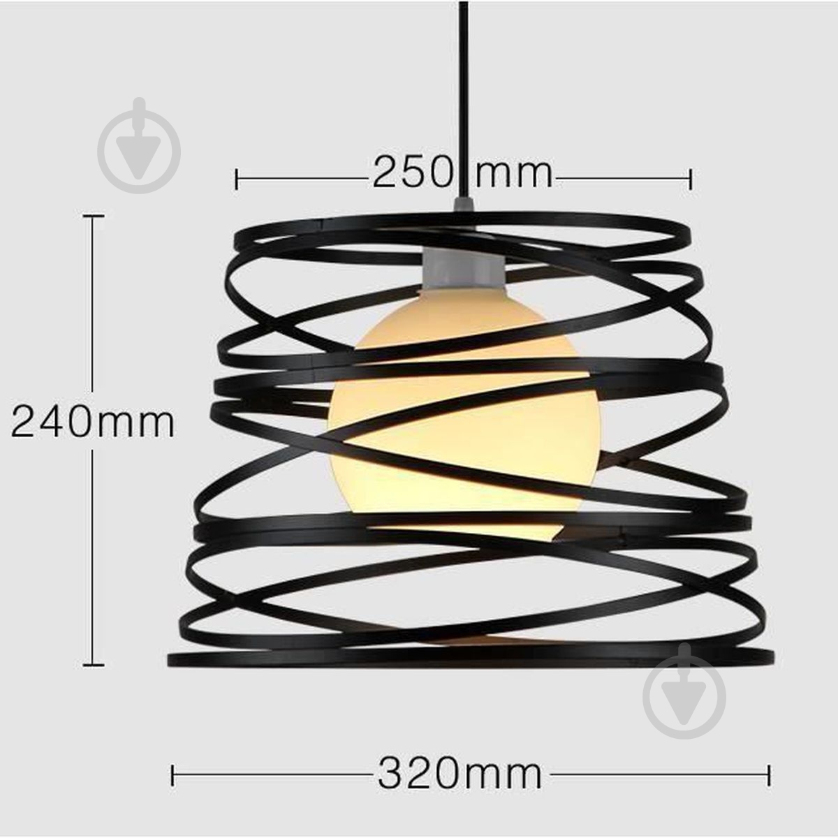 Подвес Focus Light 1x60 Вт E27 черный матовый 9174/1 - фото 2