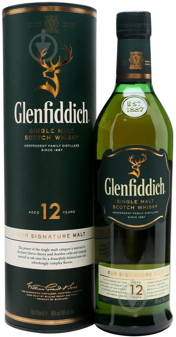 Виски Glenfiddich 12 лет выдержки 0,7 л - фото 1 Виски Glenfiddich 12 лет выдержки 0,7 л - фото 1