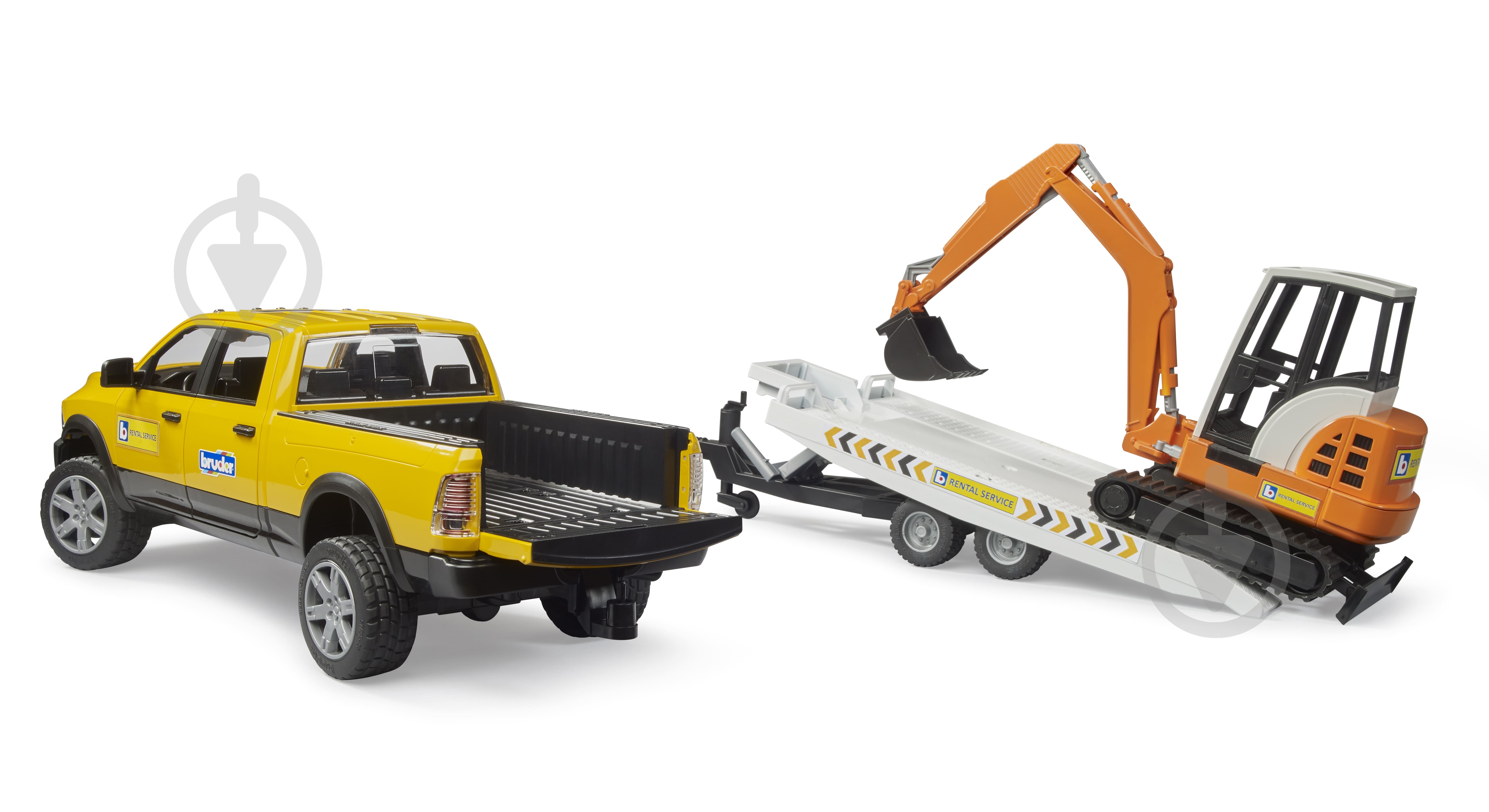 Ігровий набір Bruder Автомобіль RAM з причепом-лафетою та мініекскаватором 1:16 02546 - фото 5 Ігровий набір Bruder Автомобіль RAM з причепом-лафетою та мініекскаватором 1:16 02546 - фото 5