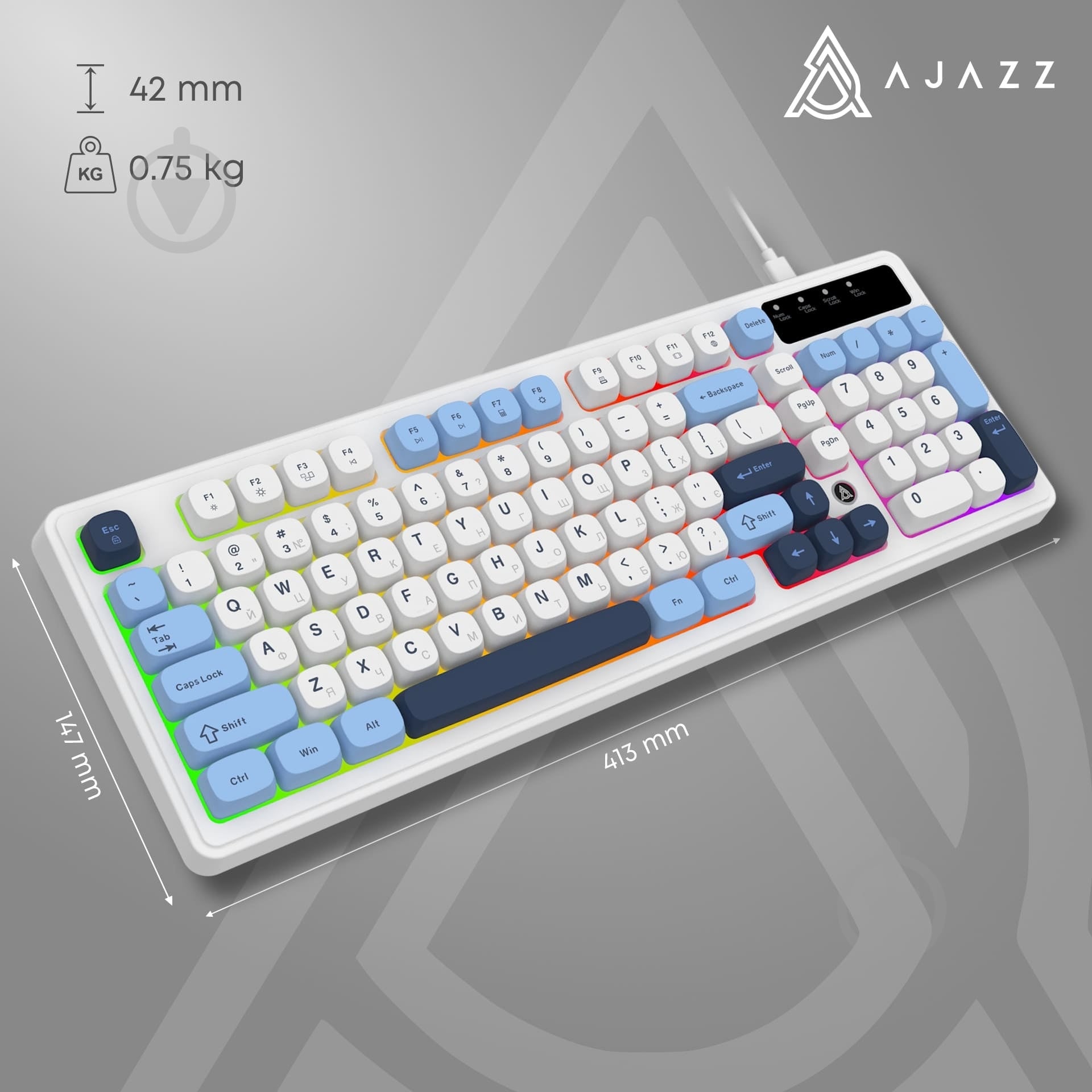 Клавиатура Ajazz AF98 (AF98-GB) Glacier Blue - фото 14