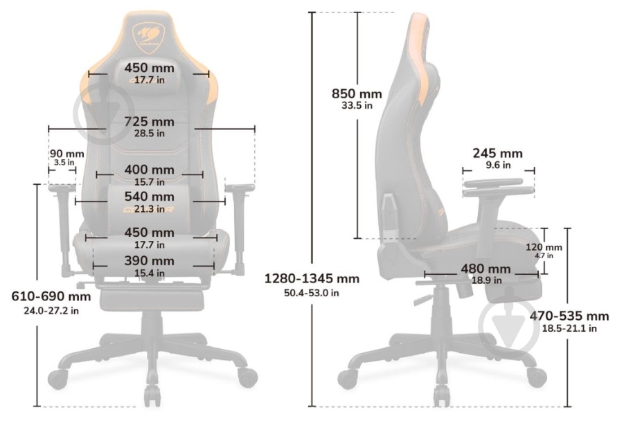 Кресло игровое Cougar ARMOR EVO S Gold черный - фото 9