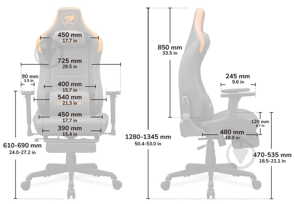 Кресло игровое Cougar ARMOR EVO S черный - фото 10