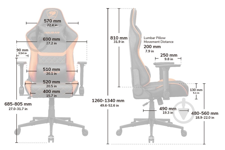 Кресло игровое Cougar Armor One V2 черный - фото 8