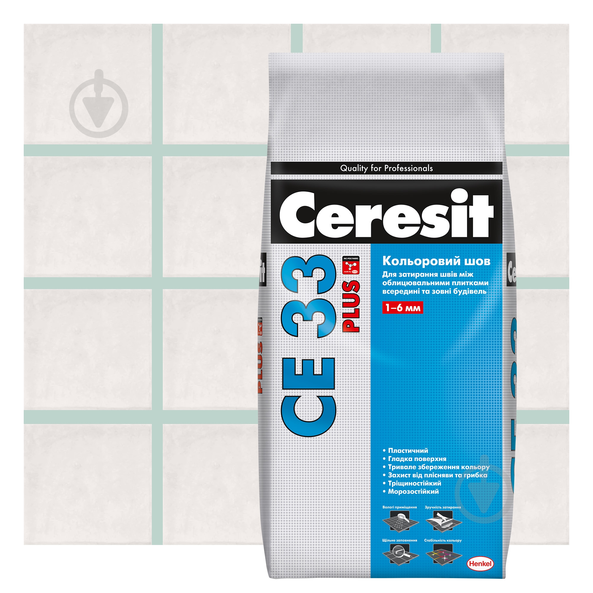 Затирка для плитки Ceresit CE 33 Plus 160 2 кг мята - фото 1 Затирка для плитки Ceresit CE 33 Plus 160 2 кг мята - фото 1
