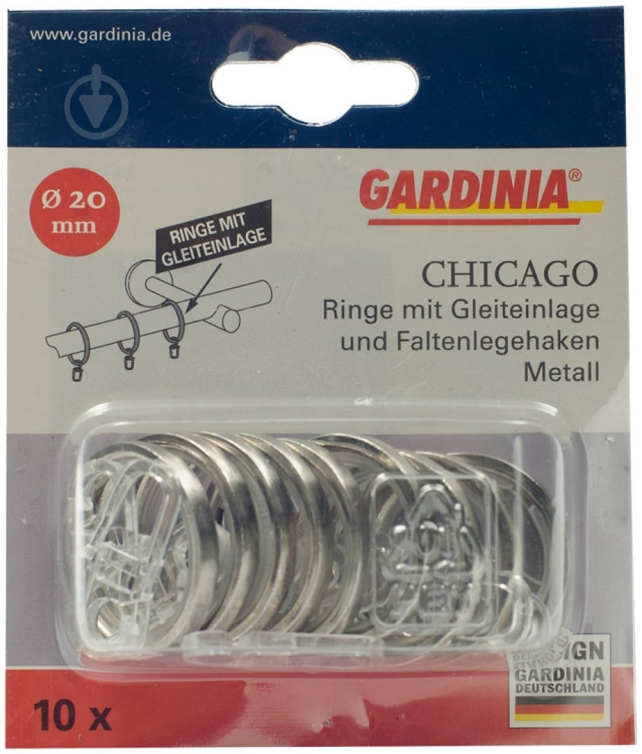 Кольцо Gardinia Chicago с крючком наборной d20 мм сталь 10 шт. - фото 2 Кольцо Gardinia Chicago с крючком наборной d20 мм сталь 10 шт. - фото 2