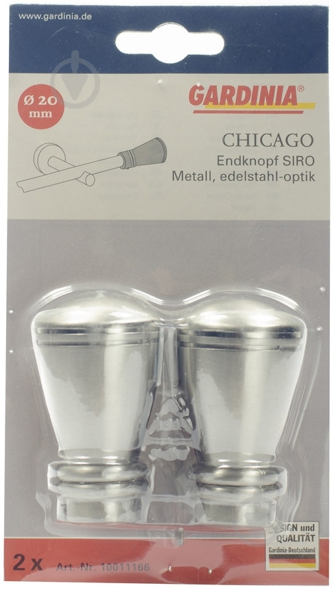 Наконечник Gardinia Chicago Siro наборной d20 мм сталь 2 шт. - фото 2