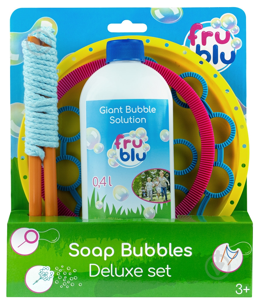 Набор для пускания мыльных пузырей Fru blu Делюкс 3в1 с раствором 0.4 л DKF0484 - фото 1 Набор для пускания мыльных пузырей Fru blu Делюкс 3в1 с раствором 0.4 л DKF0484 - фото 1