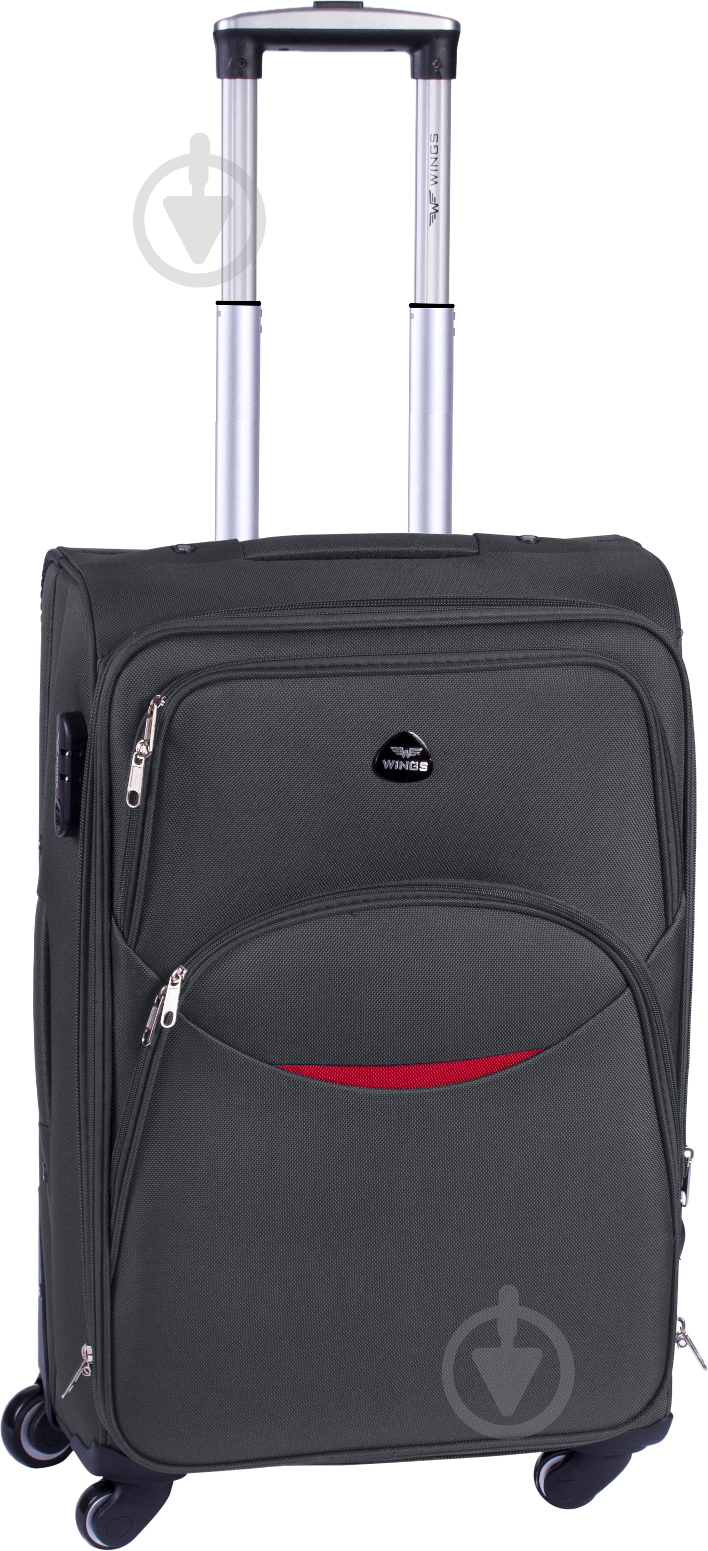 Чемодан Wings 1708 Mini 4 колеса 53x35x22 см 41 л серый Vt00084 - фото 1