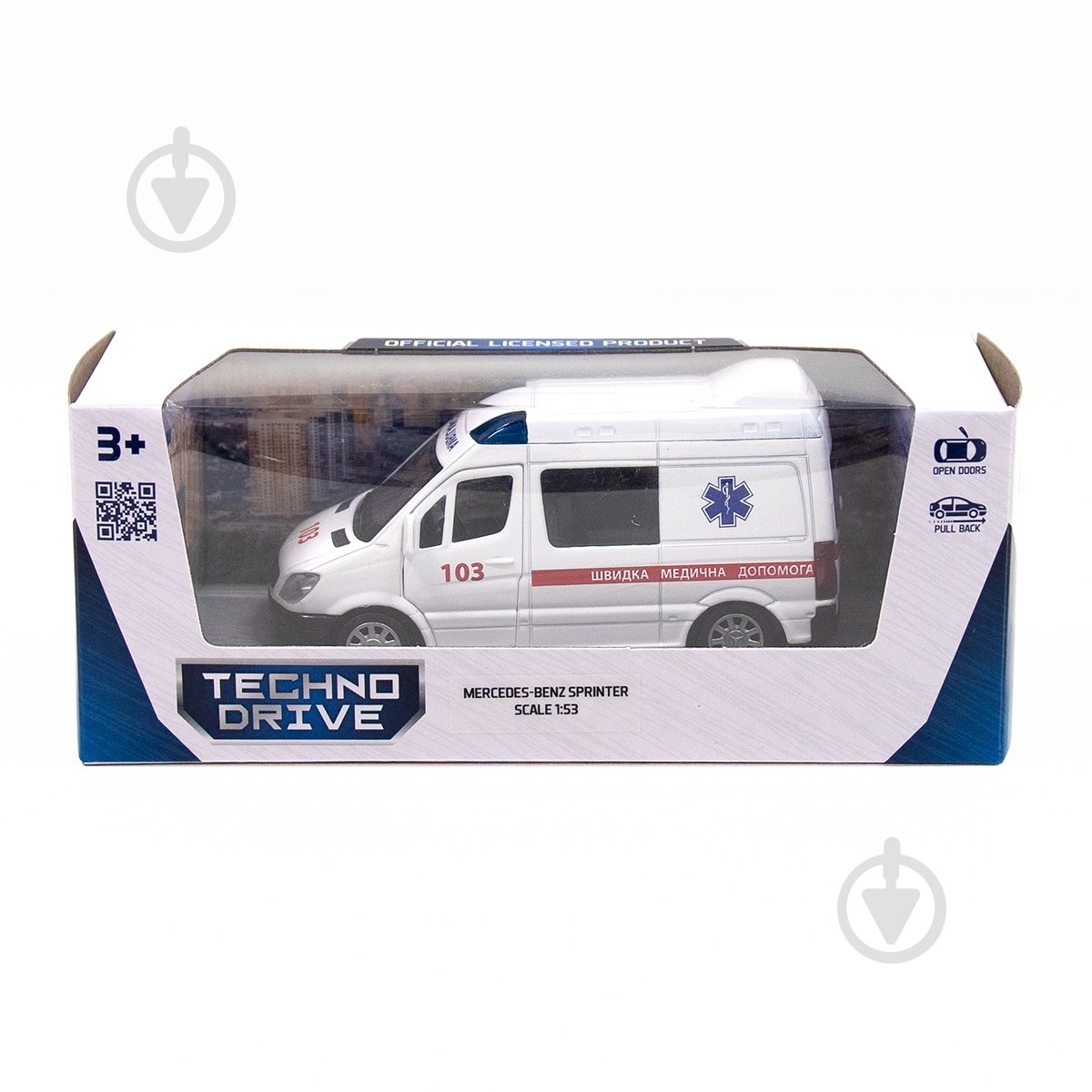 Автомодель TechnoDrive 1:32 Mercedes-Benz Sprinter Швидка допомога 250295 - фото 1