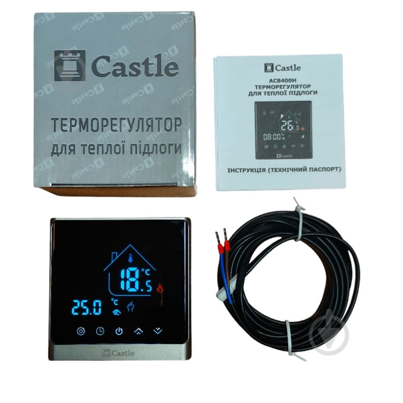 Терморегулятор для теплої підлоги Castle AC8400Н срібло - фото 4 Терморегулятор для теплої підлоги Castle AC8400Н срібло - фото 4