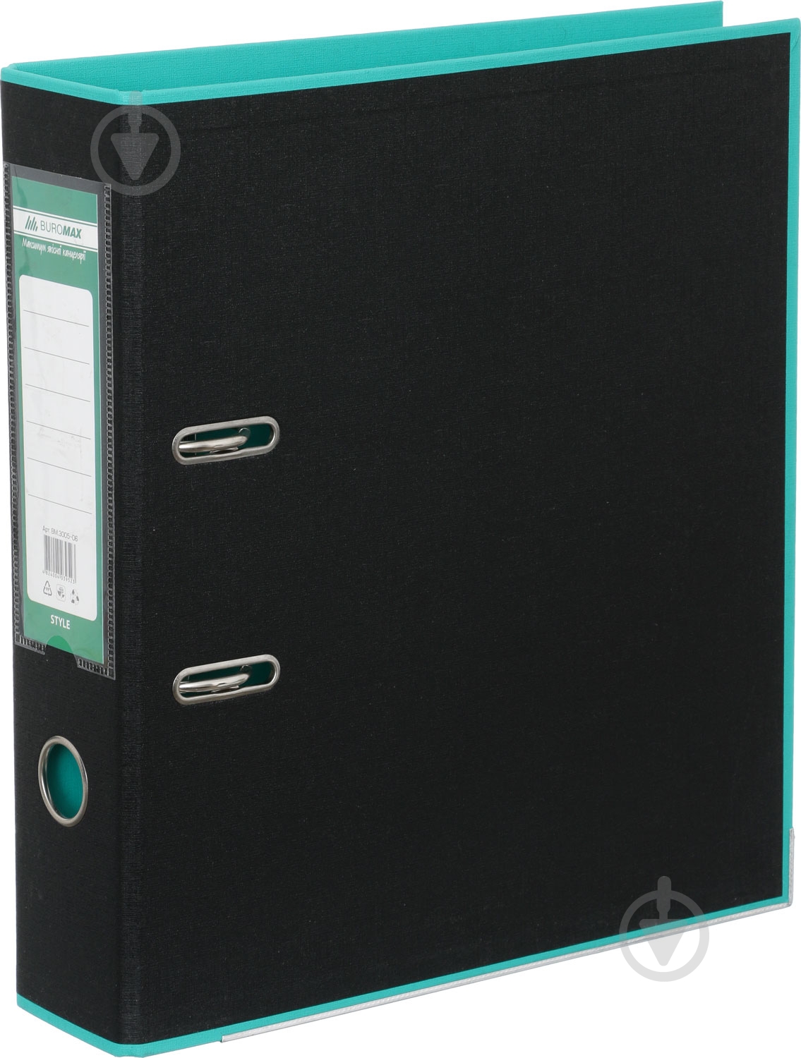 Папка-регистратор Style 70 мм черный/бирюзовый Buromax - фото 1 Папка-регистратор Style 70 мм черный/бирюзовый Buromax - фото 1