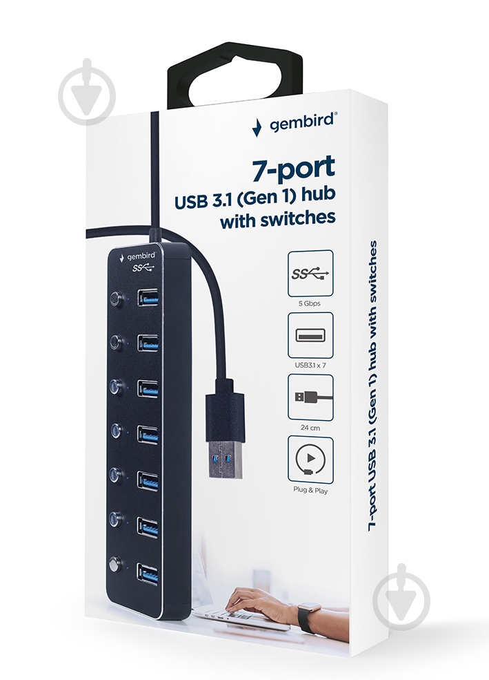 USB-хаб Gembird 7 портов USB 3.0 - фото 5