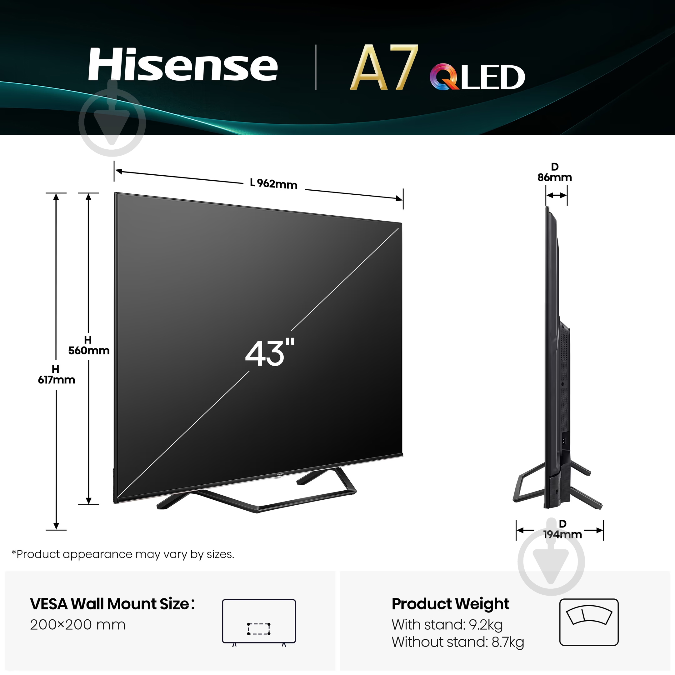 Телевізор Hisense 43A7Q - фото 6