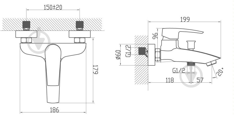 Смеситель для ванны Aqua Rodos Lal bath mixer - фото 2