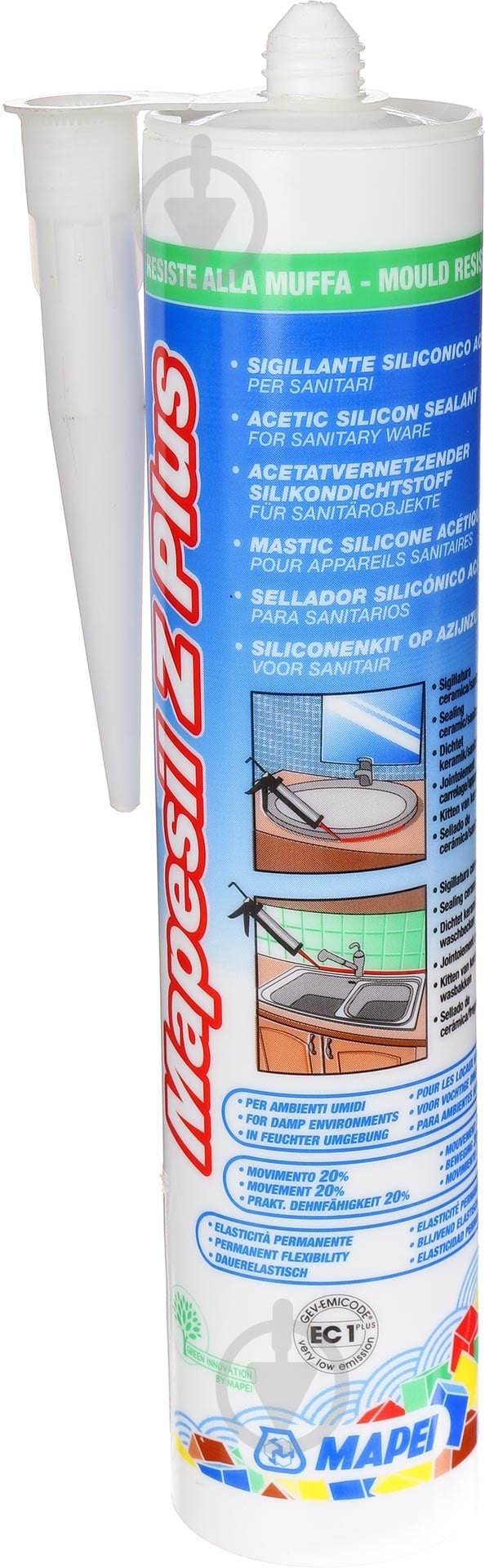 Герметик силіконовий Mapei санітарний Mapesil Z Plus прозорий 280 мл - фото 1