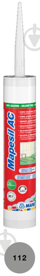 Герметик силіконовий Mapei санітарний Mapesil AC 112 Mapesil №112 сірий 310 мл - фото 1