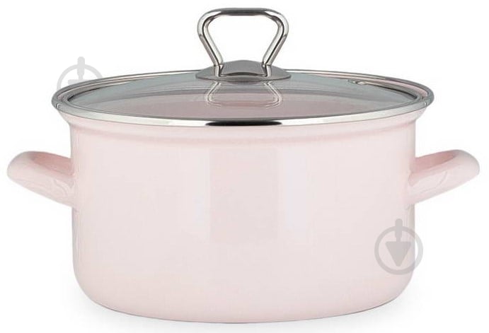 Каструля з кришкою Biol емальована рожева 3,1 л CE20P - фото 1