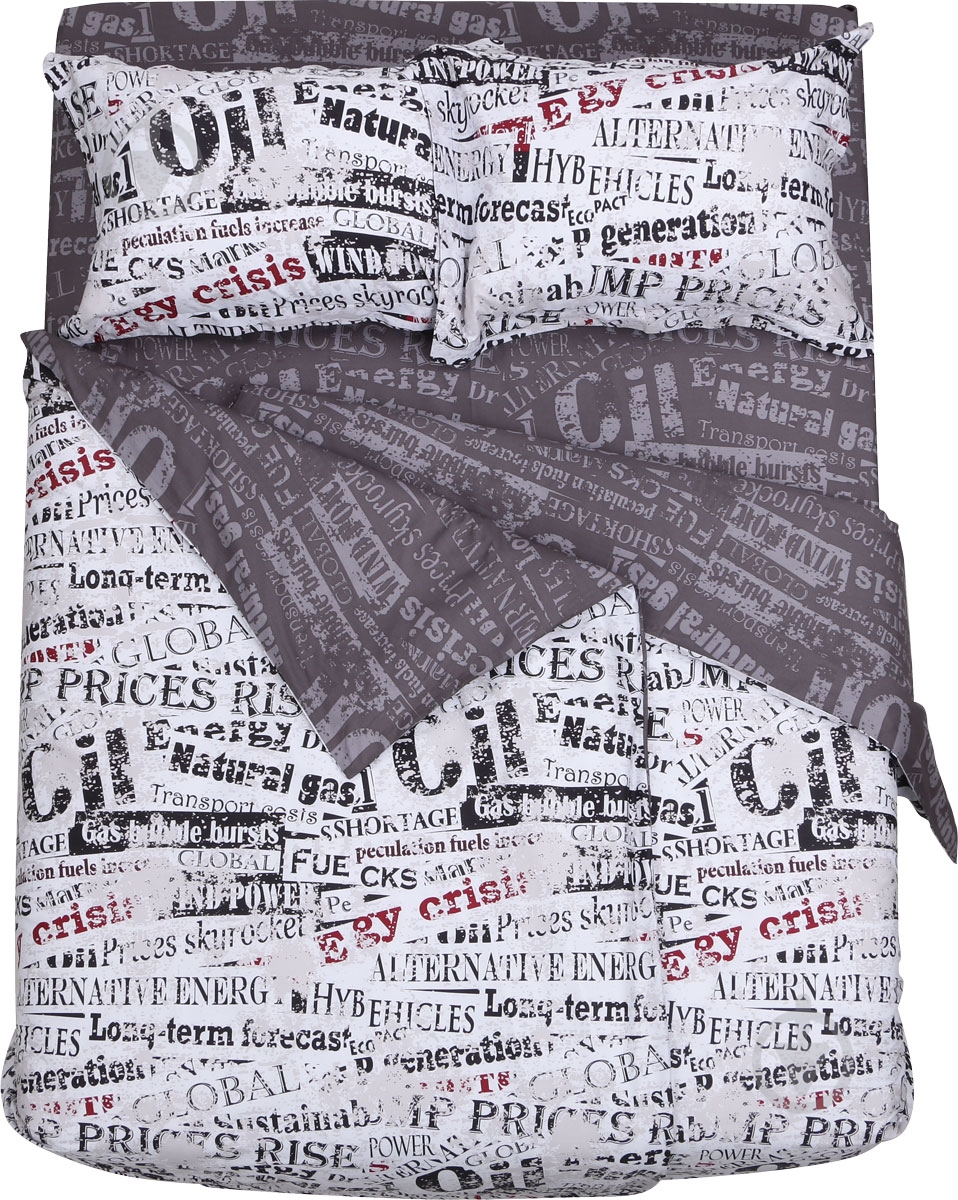 Комплект постельного белья Letters семейный серый с рисунком La Nuit - фото 1