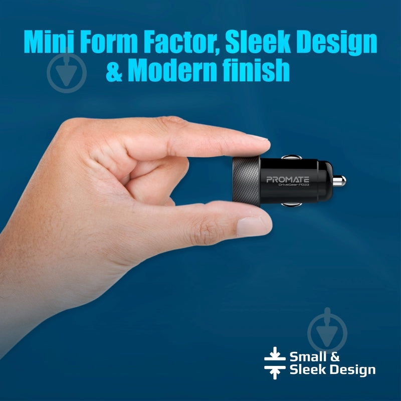 Автомобільний зарядний пристрій Promate 33W USB-C PD QC3 чорний (drivegear-pd33) - фото 3