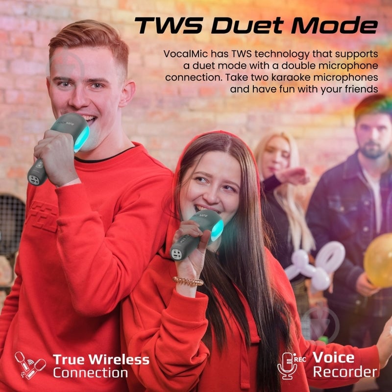 Микрофон Promate беспроводной со встроенным динамиком и функцией караоке (vocalmic.black) - фото 22