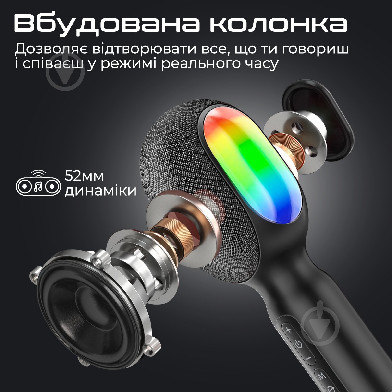 Микрофон Promate беспроводной со встроенным динамиком и функцией караоке (vocalmic.black) - фото 2