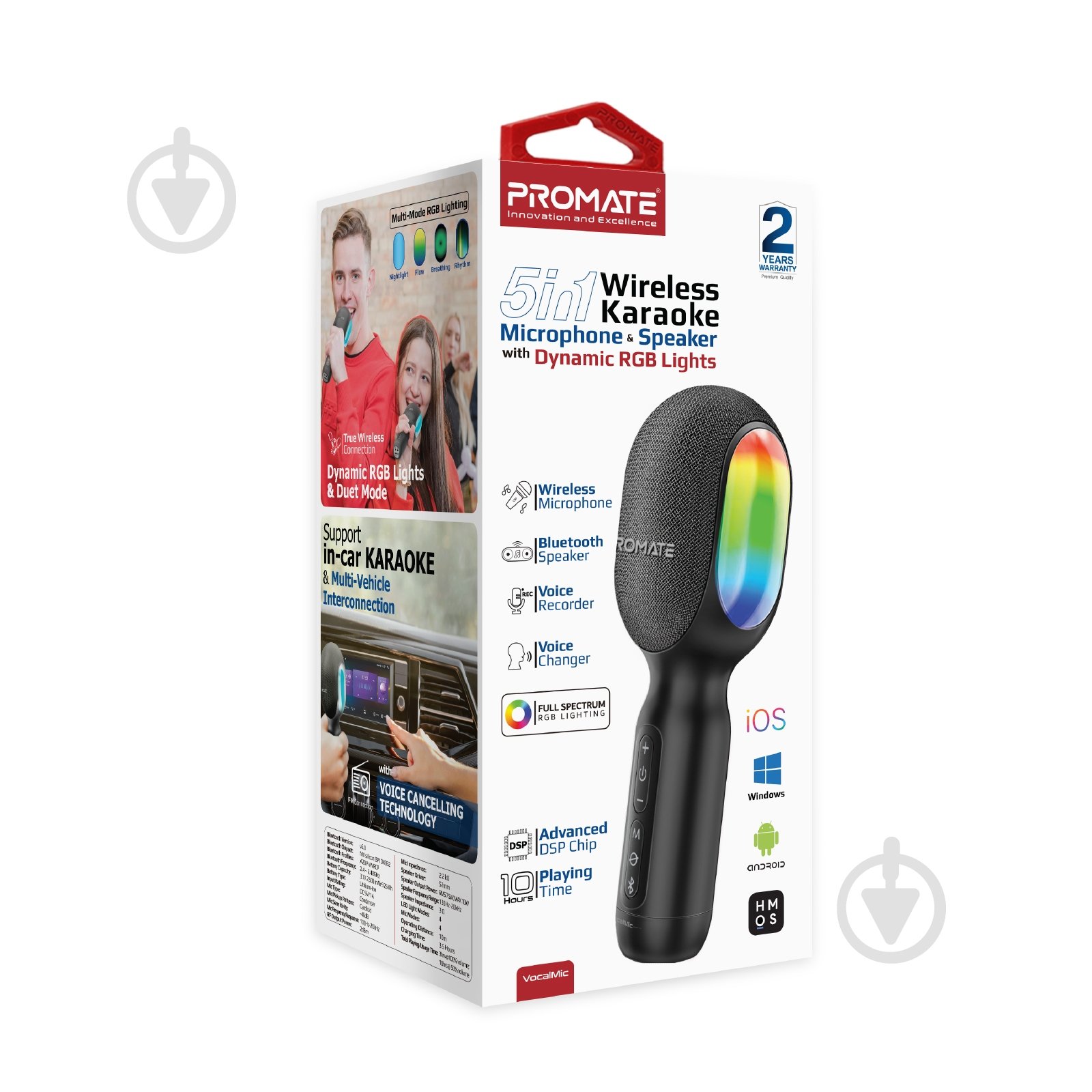 Микрофон Promate беспроводной со встроенным динамиком и функцией караоке (vocalmic.black) - фото 12