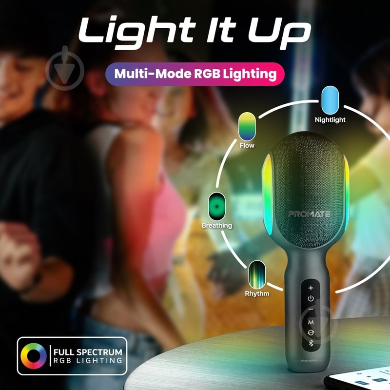 Микрофон Promate беспроводной со встроенным динамиком и функцией караоке (vocalmic.black) - фото 18