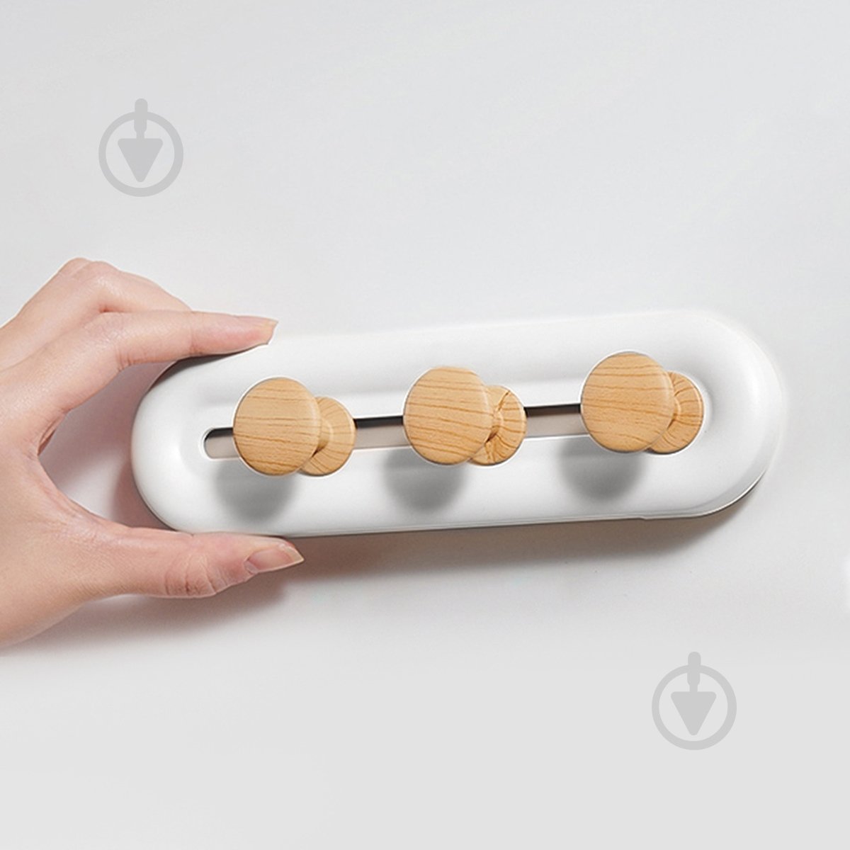 Вешалка с крючками MVM HP-01/3 White/Wood - фото 4