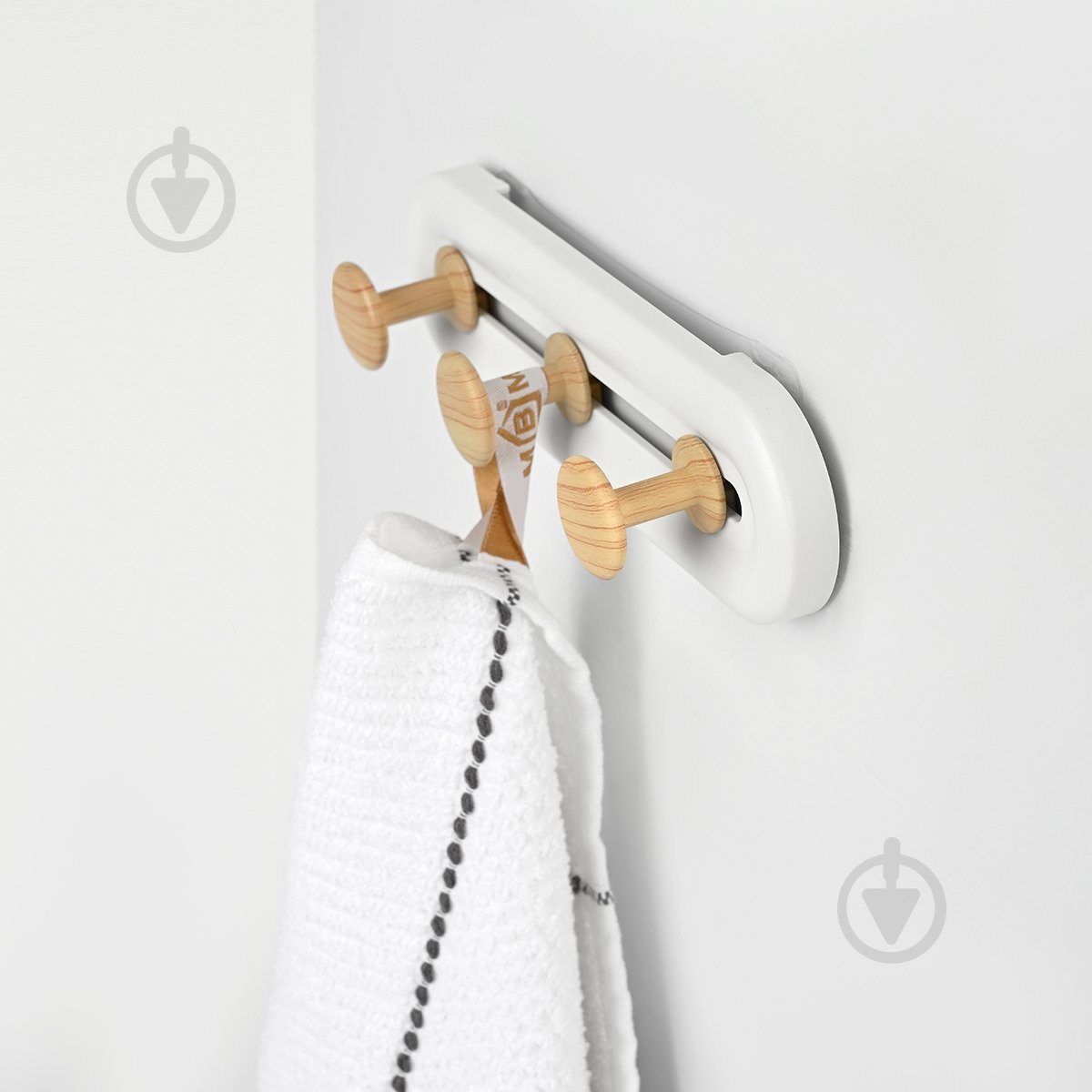 Вешалка с крючками MVM HP-01/3 White/Wood - фото 2