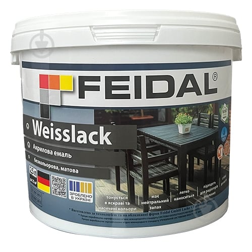 Емаль акрилова Feidal Weisslack база під тонування мат 2,5 л - фото 1