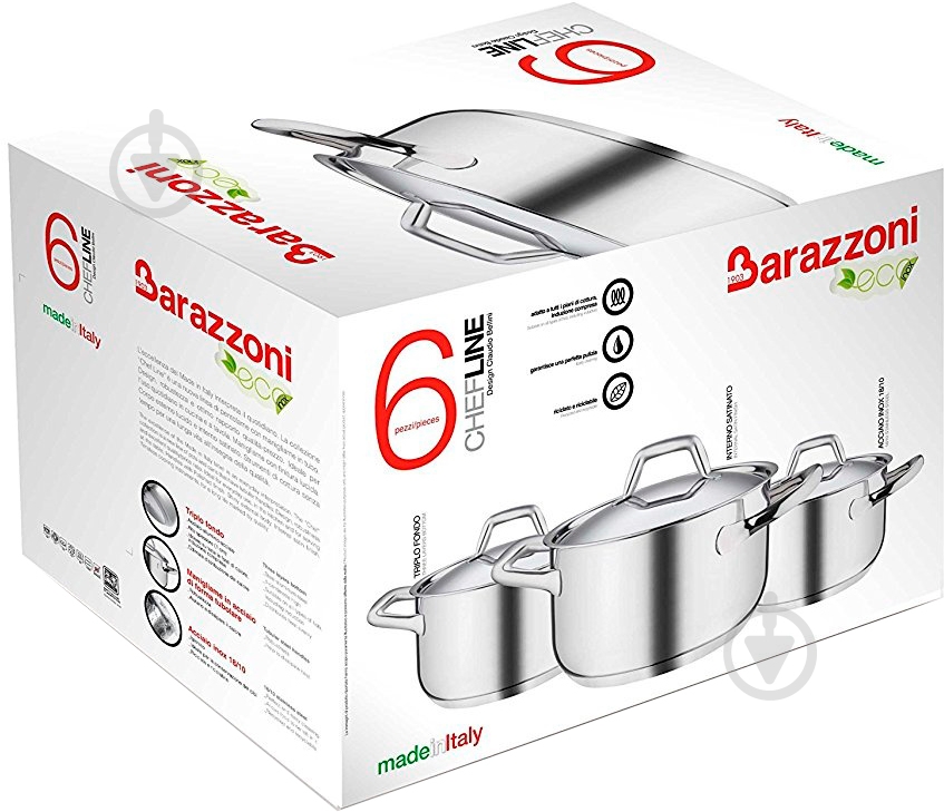 Набор кастрюль Barazzoni Chef Line 6 предметов 163906 - фото 7 Набор кастрюль Barazzoni Chef Line 6 предметов 163906 - фото 7