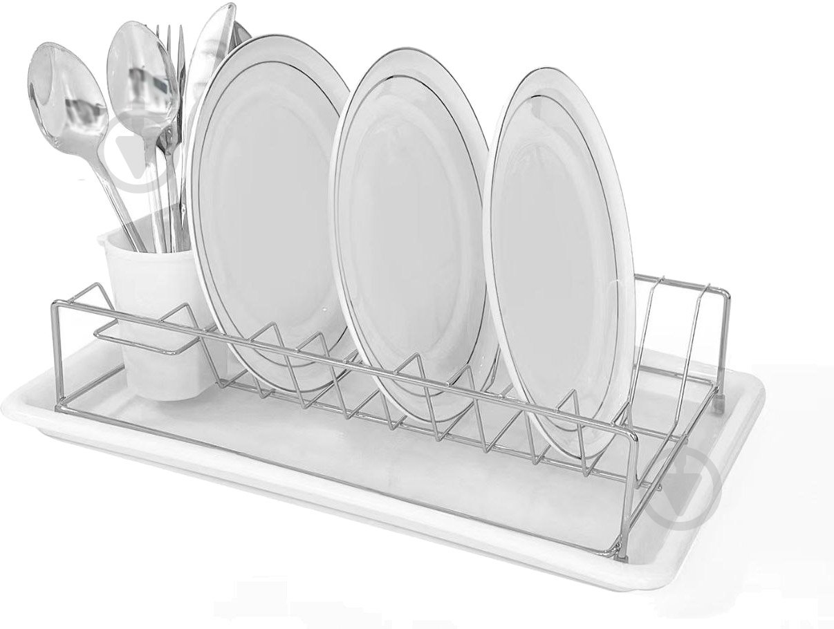 Сушилка для посуды Flamberg 380x250x110 мм настольная одноуровневая с поддоном - фото 2