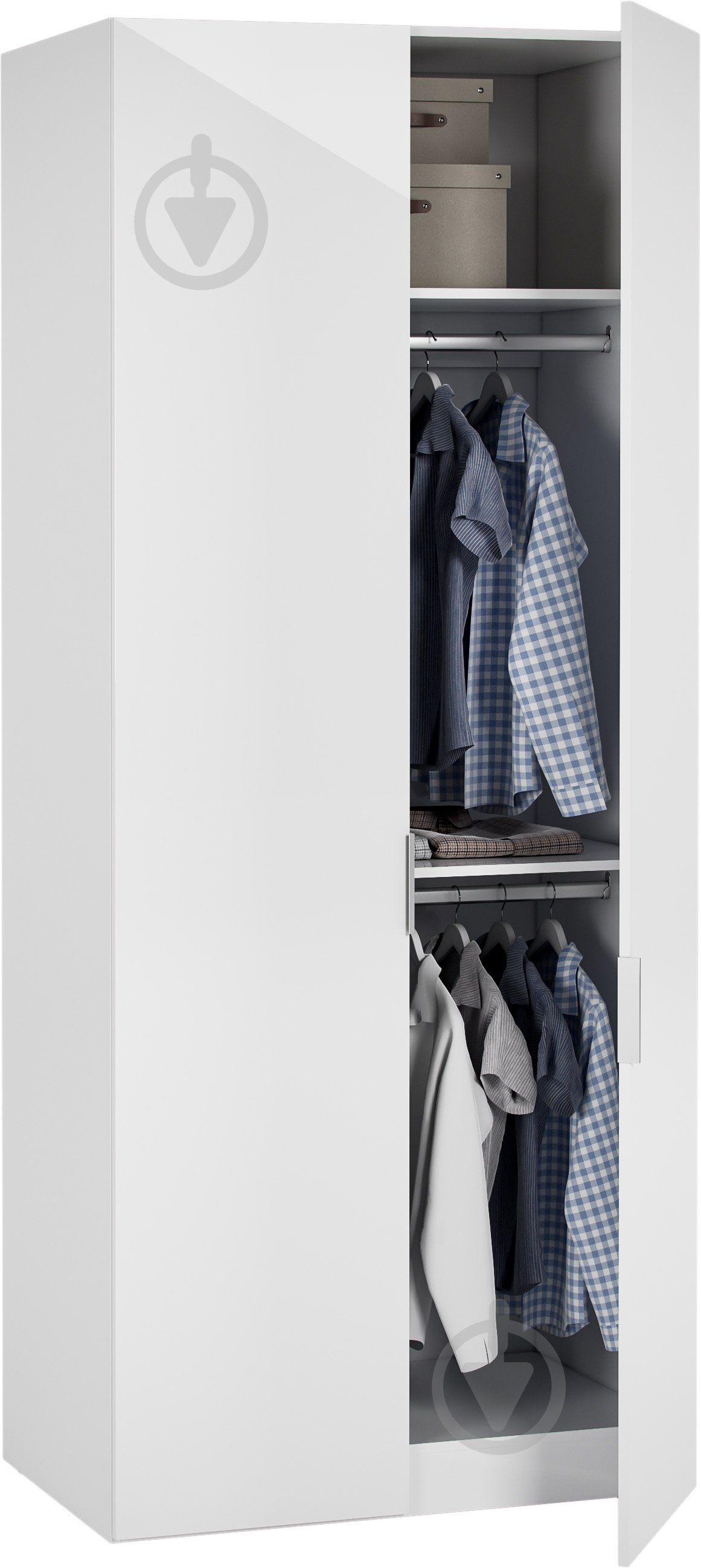 Шкаф для одежды Грейд Стефани-2 белый глянец - фото 1