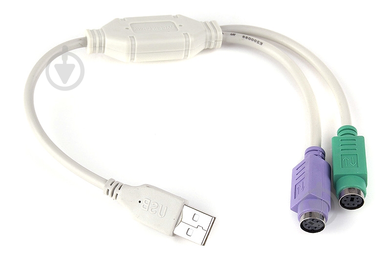Переходник Cablexpert 0,3 м белый (UAPS12) USB А-папа/2х PS/ 2 - фото 1