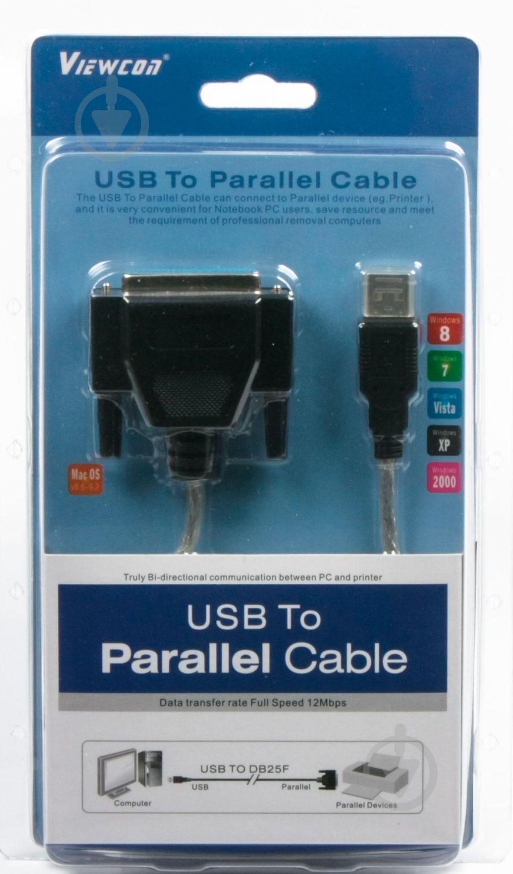 Кабель Viewcon USB – LPT 1,2 м черный (VE143) - фото 2