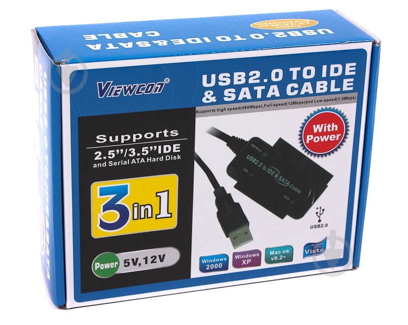 Адаптер Viewcon 1 м (VE158) USB2.0- IDE/SATA, с блоком питания - фото 3