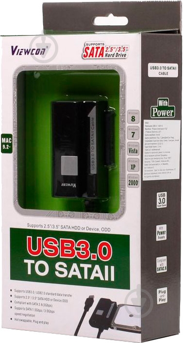 Адаптер Viewcon USB 3.0 – eSATA черный (VE601) - фото 3