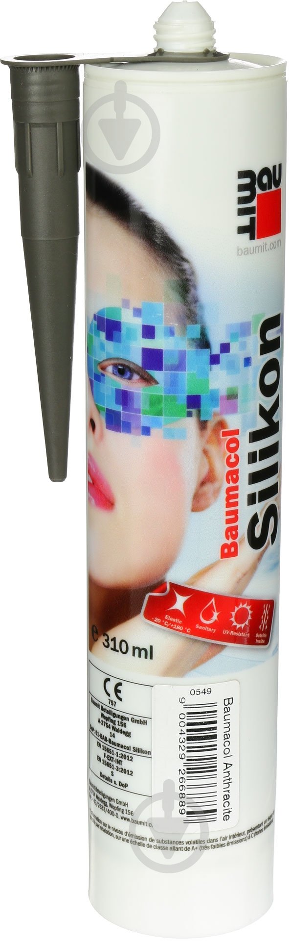 Герметик силиконовый Baumit Baumacol Silikon антрацит 310 мл - фото 1