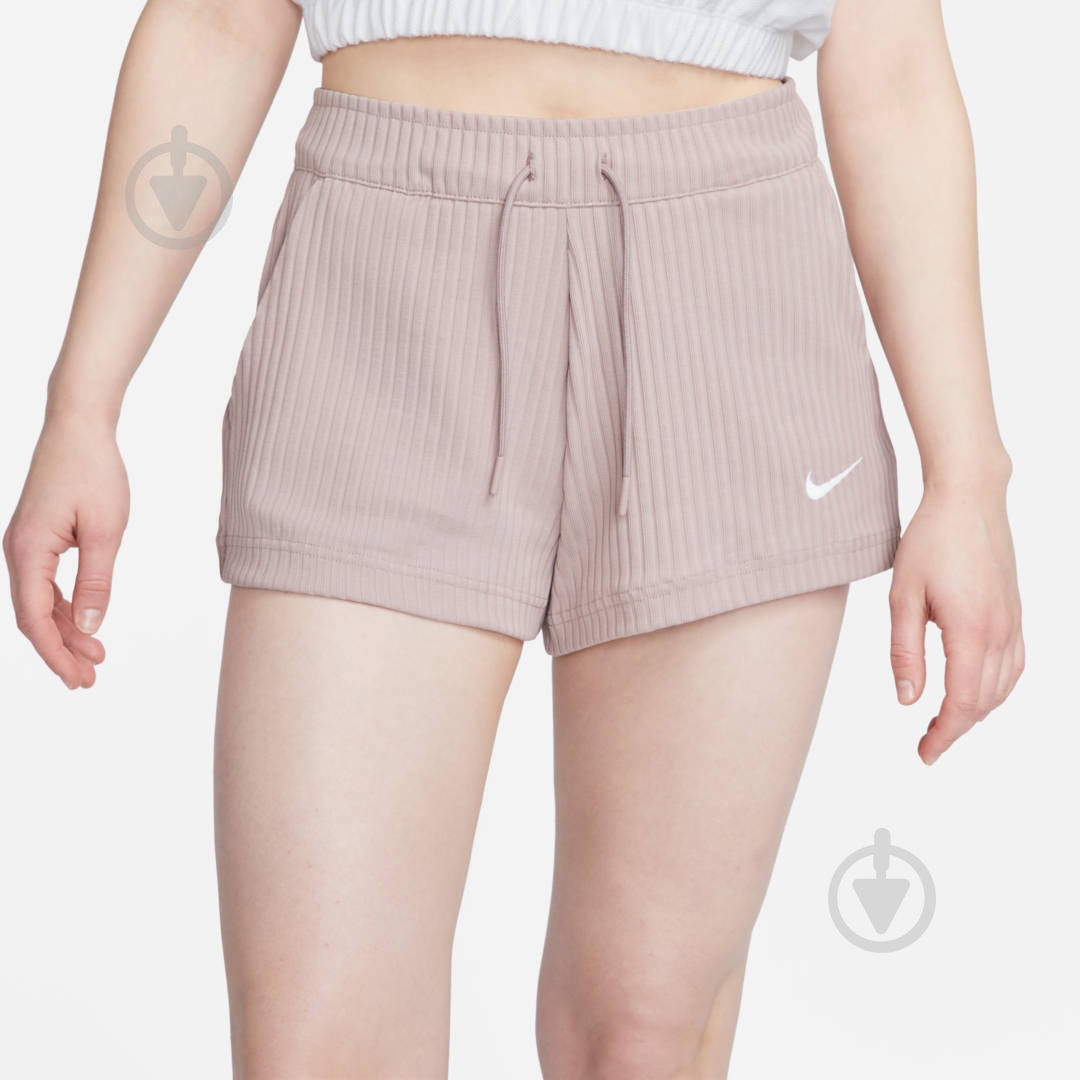 Шорты Nike W NSW RIB JRSY HR SHORT DV7862-272 р. L бежевый - фото 3