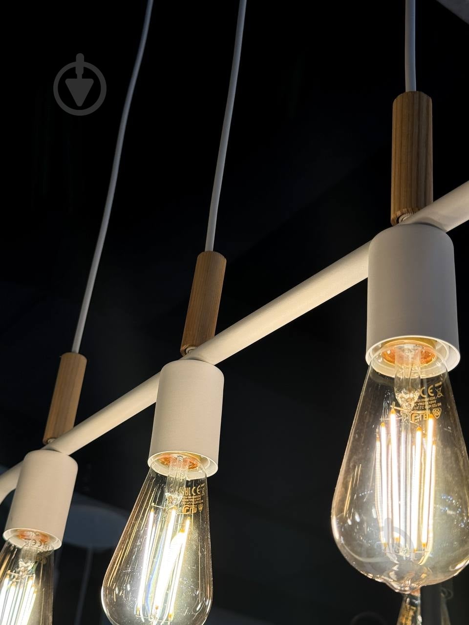 Подвес Светкомплект Loft RL 3x40 Вт E27 белый/дерево - фото 4