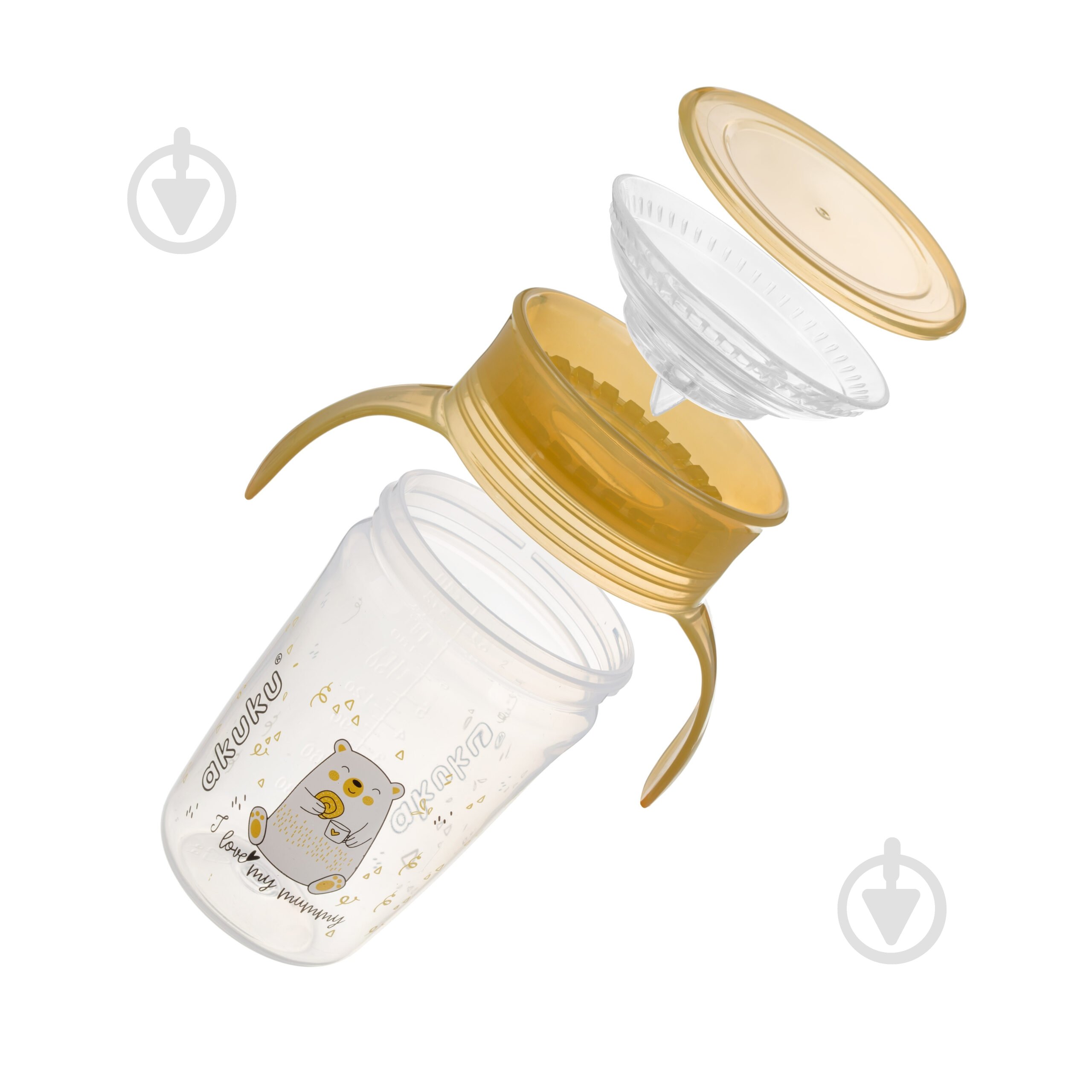 Бутылочка-непроливайка Akuku 260 мл A0670 на 360° желтый - фото 1