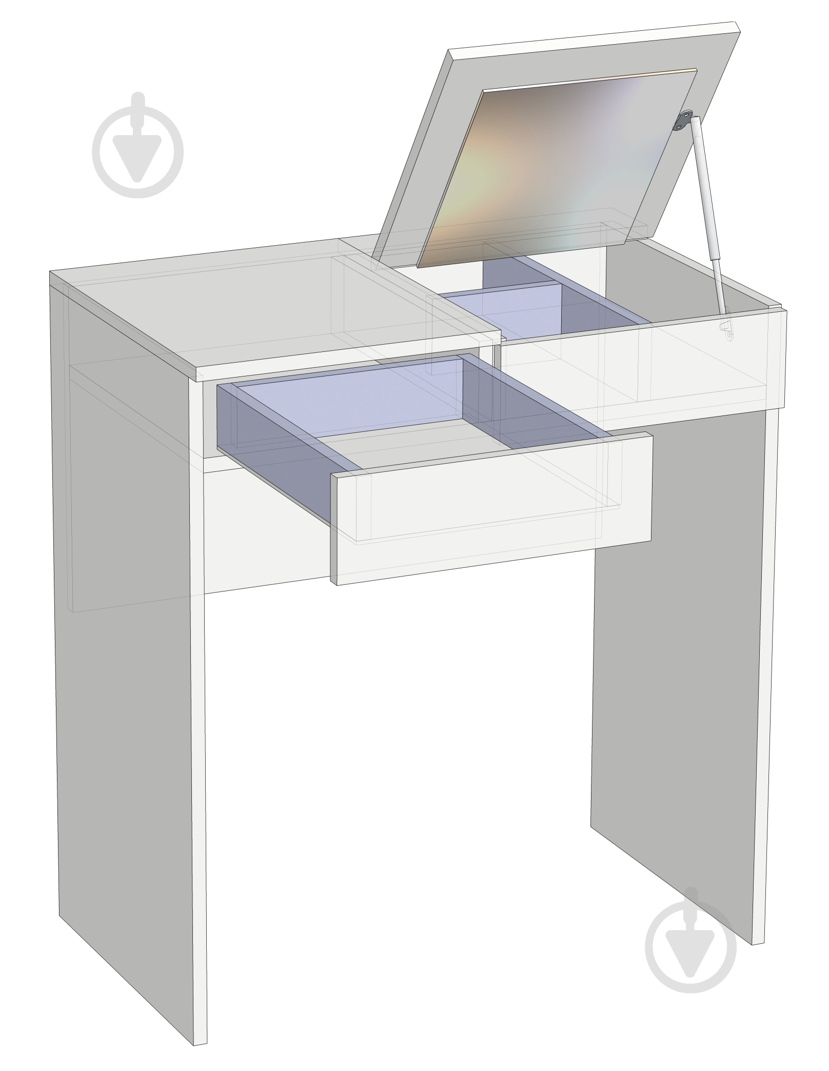 Столик туалетний Lion Токіо 770x700x420 мм 700х770х420 мм німфея альба / німфея альба - фото 2