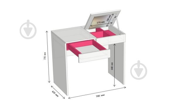 Столик туалетний Lion Токіо 770x700x420 мм 700х770х420 мм німфея альба / німфея альба - фото 4