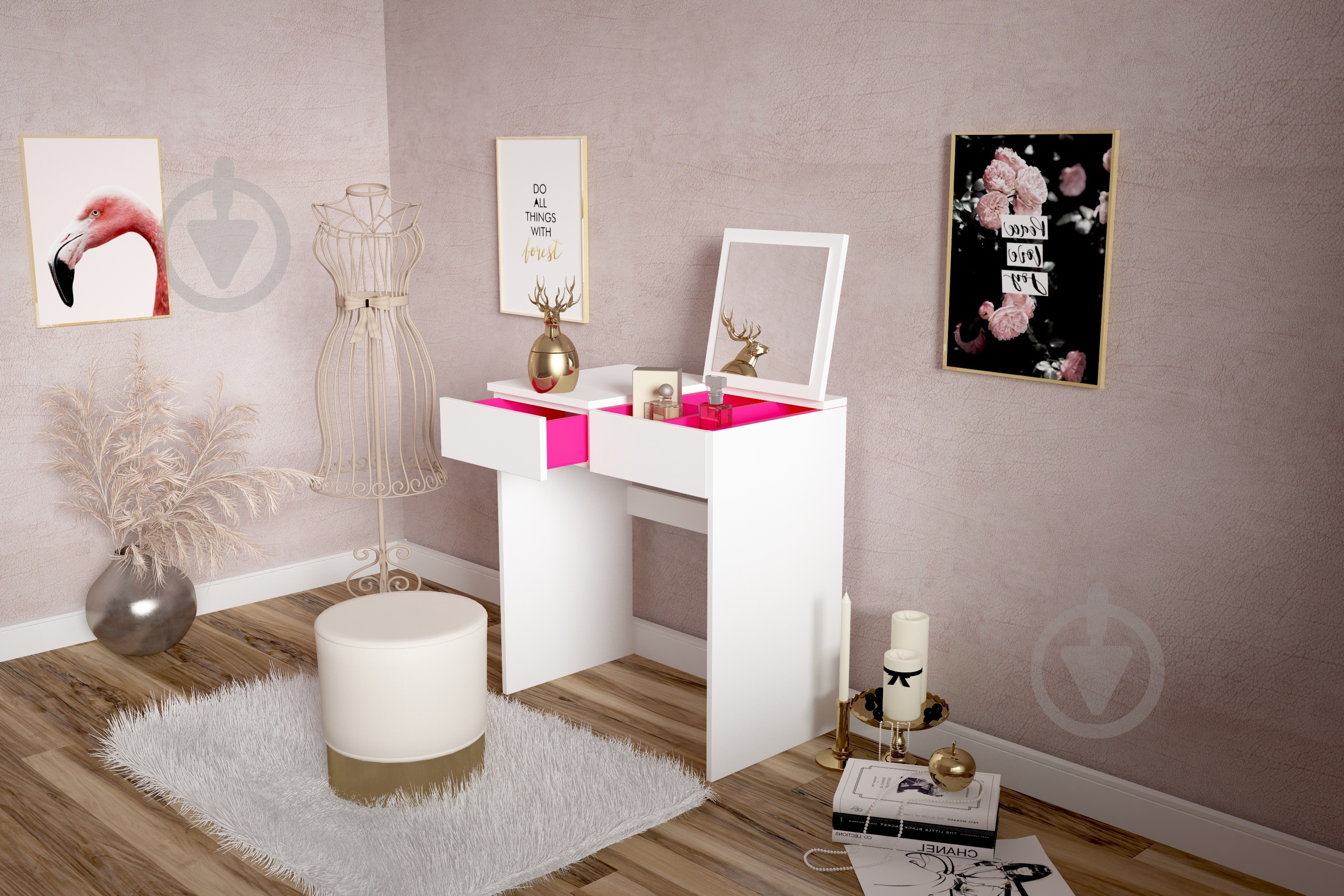 Столик туалетний Lion Токіо 770x700x420 мм 700х770х420 мм німфея альба / німфея альба - фото 3